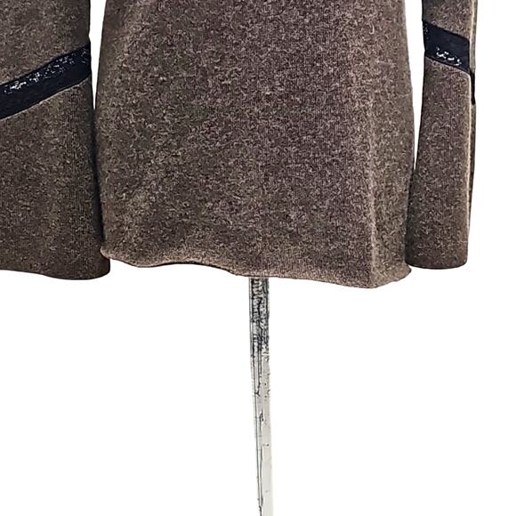 Sophiacashmere Women 100% Cashmere Lightweight Brown w/Black Lace Sweater Size M - Picture 6 of 8